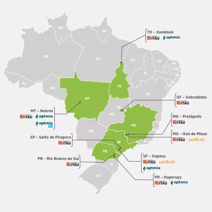 Mapa de Atendimento Nacional Viter Insumos Agrícolas